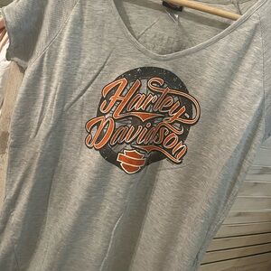 Harley-Davidson Gray and Orange Short Sleeve Tee